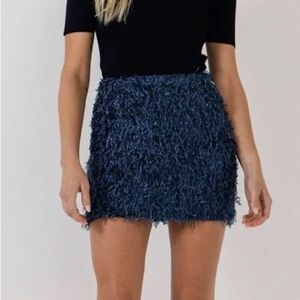 Endless Rose Navy Textured Mini Skirt
